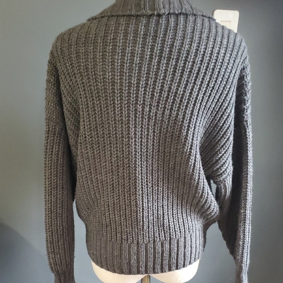 Anthropologie Gray Cardigan with Shawl Collar and Ribbed Knit Size XS - Picture 8 of 10